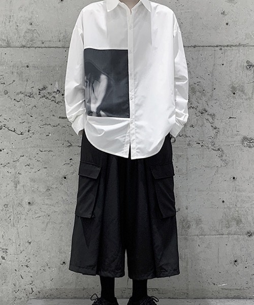 WESTBOY(ウエストボーイ)の「【WB ORIGINALS】Design Print Big Silhouette Drop Shoulder Dress Shirt(シャツ/ブラウス・メンズ・ブラック/ホワイト・L/M/XL)」の6枚目の写真