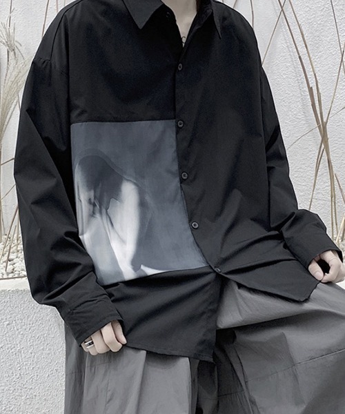 WESTBOY(ウエストボーイ)の「【WB ORIGINALS】Design Print Big Silhouette Drop Shoulder Dress Shirt(シャツ/ブラウス・メンズ・ブラック/ホワイト・L/M/XL)」の8枚目の写真