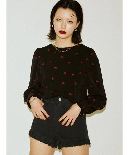 jouetie（ジュエティ）の「フラワー2WAYブラウス（シャツ/ブラウス・レディース・ブラック/グリーン/ベージュ・MEDIUM）」の7枚目の写真