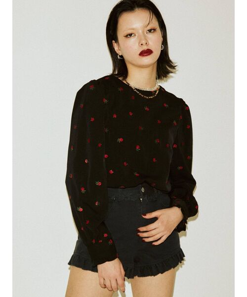 jouetie（ジュエティ）の「フラワー2WAYブラウス（シャツ/ブラウス・レディース・ブラック/グリーン/ベージュ・MEDIUM）」の10枚目の写真