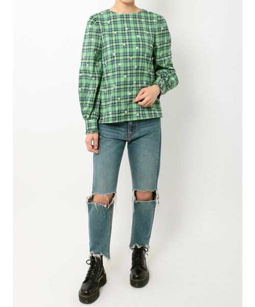 jouetie（ジュエティ）の「フラワー2WAYブラウス（シャツ/ブラウス・レディース・ブラック/グリーン/ベージュ・MEDIUM）」の5枚目の写真