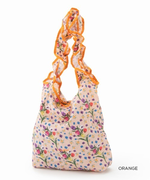 Casselini（キャセリーニ）の「プリントフリルエコバッグ（エコバッグ/サブバッグ・レディース・アイボリー/ブラウン/ブルー系/オレンジ・FREE）」の4枚目の写真