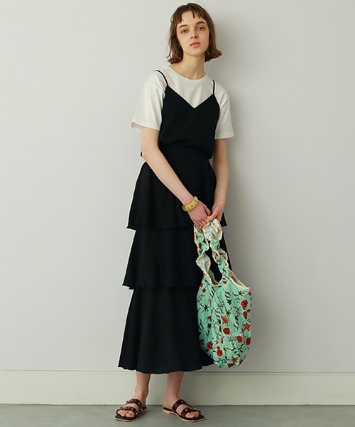 Casselini（キャセリーニ）の「プリントフリルエコバッグ（エコバッグ/サブバッグ・レディース・アイボリー/ブラウン/ブルー系/オレンジ・FREE）」の12枚目の写真