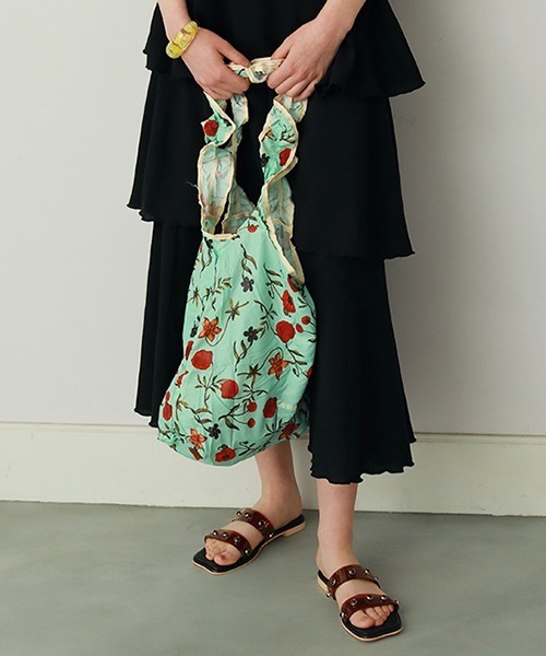 Casselini（キャセリーニ）の「プリントフリルエコバッグ（エコバッグ/サブバッグ・レディース・アイボリー/ブラウン/ブルー系/オレンジ・FREE）」の18枚目の写真