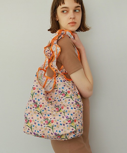 Casselini（キャセリーニ）の「プリントフリルエコバッグ（エコバッグ/サブバッグ・レディース・アイボリー/ブラウン/ブルー系/オレンジ・FREE）」の19枚目の写真