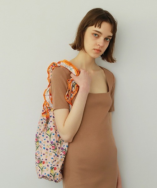 Casselini（キャセリーニ）の「プリントフリルエコバッグ（エコバッグ/サブバッグ・レディース・アイボリー/ブラウン/ブルー系/オレンジ・FREE）」の10枚目の写真