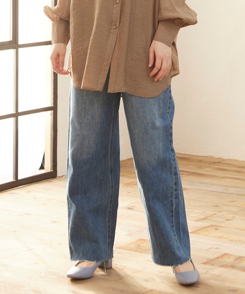 MATCH&more(マッチアンドモア)の「デニムストレートパンツ(デニムパンツ・レディース・パープル/ネイビー/オフホワイト/ブルー/グリーン・FREE)」の9枚目の写真