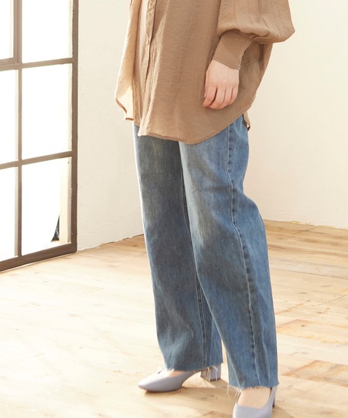 MATCH&more(マッチアンドモア)の「デニムストレートパンツ(デニムパンツ・レディース・パープル/ネイビー/オフホワイト/ブルー/グリーン・FREE)」の11枚目の写真