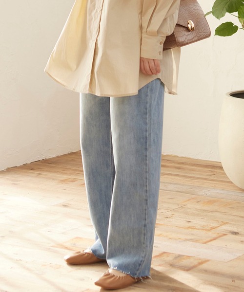 MATCH&more(マッチアンドモア)の「デニムストレートパンツ(デニムパンツ・レディース・パープル/ネイビー/オフホワイト/ブルー/グリーン・FREE)」の22枚目の写真