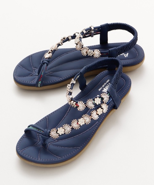 チャイハネ（チャイハネ）の「【チャイハネ】ラサフラワーサンダル（サンダル・レディース・ベージュ/ネイビー/グリーン・M/L）」の3枚目の写真