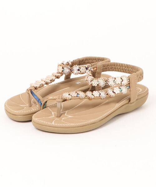 チャイハネ（チャイハネ）の「【チャイハネ】ラサフラワーサンダル（サンダル・レディース・ベージュ/ネイビー/グリーン・M/L）」の9枚目の写真