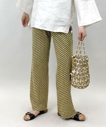 花柄カットジャガード イージーパンツ