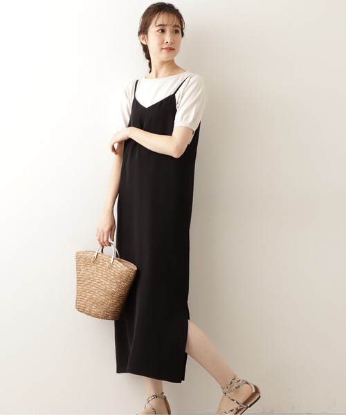 NATURAL BEAUTY BASIC（ナチュラルビューティーベーシック）の「キャミワンピース（ワンピース・レディース・ブラック/ピンク/カーキ・SMALL/MEDIUM）」の4枚目の写真