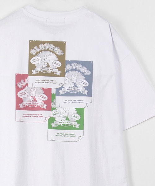 PLAYBOY（プレイボーイ）の「【PLAY BOY/プレイボーイ】バックプリント ワンポイント コミック柄ラビット プリントＴシャツ/半袖Tシャツ（Tシャツ/カットソー・メンズ・ホワイト/ライトブルー/ブラック/グリーン/アイボリー/ホワイト系その他・M/L）」の4枚目の写真