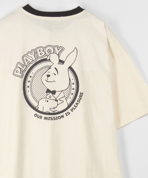 PLAYBOY（プレイボーイ）の「【PLAY BOY/プレイボーイ】バックプリント ワンポイント コミック柄ラビット プリントＴシャツ/半袖Tシャツ（Tシャツ/カットソー・メンズ・ホワイト/ライトブルー/ブラック/グリーン/アイボリー/ホワイト系その他・M/L）」の3枚目の写真