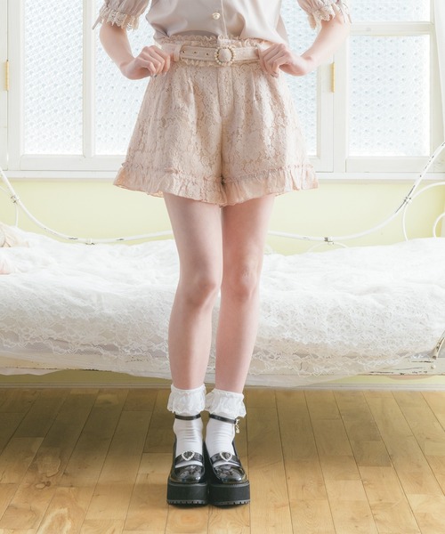 リングバックルレースショートパンツ