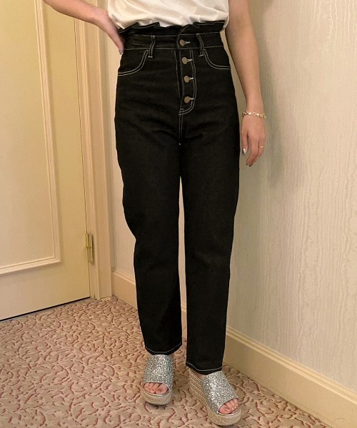 apres jour（アプレジュール）の「アプレロゴパッチテーパードデニム【ZOZOTOWN限定アイテム】【4AP】（デニムパンツ・レディース・ダークブルー/ブラック/オフホワイト/ピンク・X-LARGE/LARGE/SMALL/MEDIUM）」の12枚目の写真