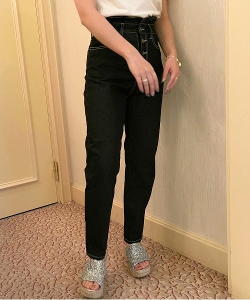 apres jour（アプレジュール）の「アプレロゴパッチテーパードデニム【ZOZOTOWN限定アイテム】【4AP】（デニムパンツ・レディース・ダークブルー/ブラック/オフホワイト/ピンク・X-LARGE/LARGE/SMALL/MEDIUM）」の14枚目の写真