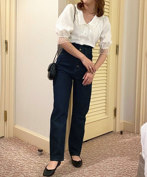 apres jour（アプレジュール）の「アプレロゴパッチテーパードデニム【ZOZOTOWN限定アイテム】【4AP】（デニムパンツ・レディース・ダークブルー/ブラック/オフホワイト/ピンク・X-LARGE/LARGE/SMALL/MEDIUM）」の20枚目の写真