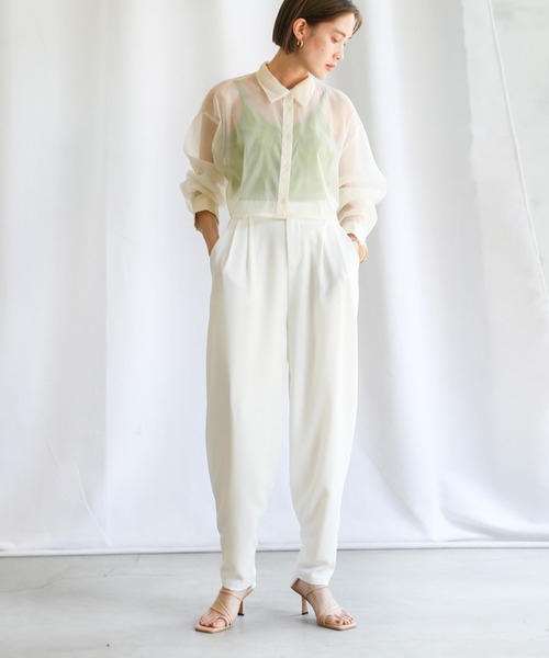 select MOCA（セレクトモカ）の「2021 SS ダブルタックコクーンパンツ（その他パンツ・レディース・ホワイト/ブラック/ブルー・FREE）」の5枚目の写真