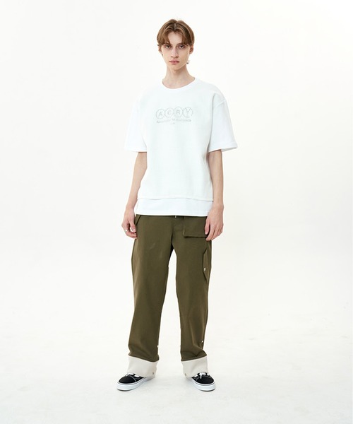 OY(オーワイ)の「『OY/オーワイ』MESH SLOGAN T/メッシュスローガンデザイン半袖Tシャツ(Tシャツ/カットソー・メンズ・ブラック/ホワイト・FREE)」の3枚目の写真