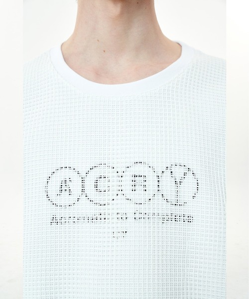 OY(オーワイ)の「『OY/オーワイ』MESH SLOGAN T/メッシュスローガンデザイン半袖Tシャツ(Tシャツ/カットソー・メンズ・ブラック/ホワイト・FREE)」の8枚目の写真