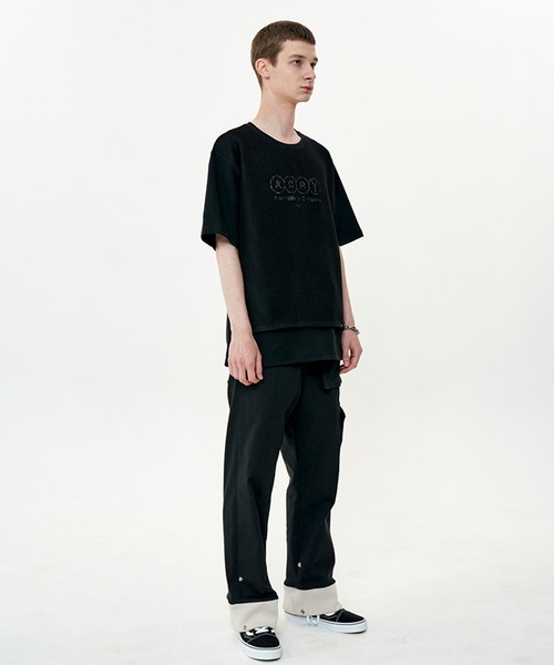OY(オーワイ)の「『OY/オーワイ』MESH SLOGAN T/メッシュスローガンデザイン半袖Tシャツ(Tシャツ/カットソー・メンズ・ブラック/ホワイト・FREE)」の11枚目の写真