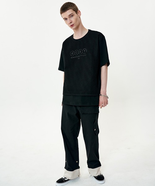 OY(オーワイ)の「『OY/オーワイ』MESH SLOGAN T/メッシュスローガンデザイン半袖Tシャツ(Tシャツ/カットソー・メンズ・ブラック/ホワイト・FREE)」の12枚目の写真