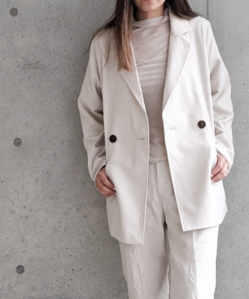 Per sist ence(パーシエンス)の「Per sist ence/パーシエンス へリンボンツイード Wジャケット(テーラードジャケット・レディース・ベージュ/ブラウン/グレー・FREE)」の3枚目の写真