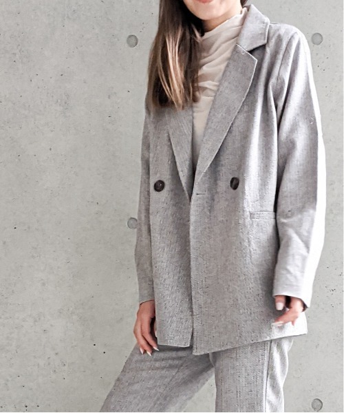 Per sist ence(パーシエンス)の「Per sist ence/パーシエンス へリンボンツイード Wジャケット(テーラードジャケット・レディース・ベージュ/ブラウン/グレー・FREE)」の1枚目の写真