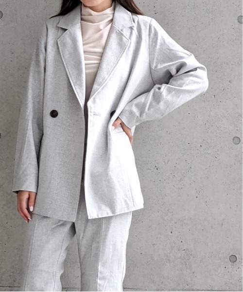 Per sist ence(パーシエンス)の「Per sist ence/パーシエンス へリンボンツイード Wジャケット(テーラードジャケット・レディース・ベージュ/ブラウン/グレー・FREE)」の7枚目の写真