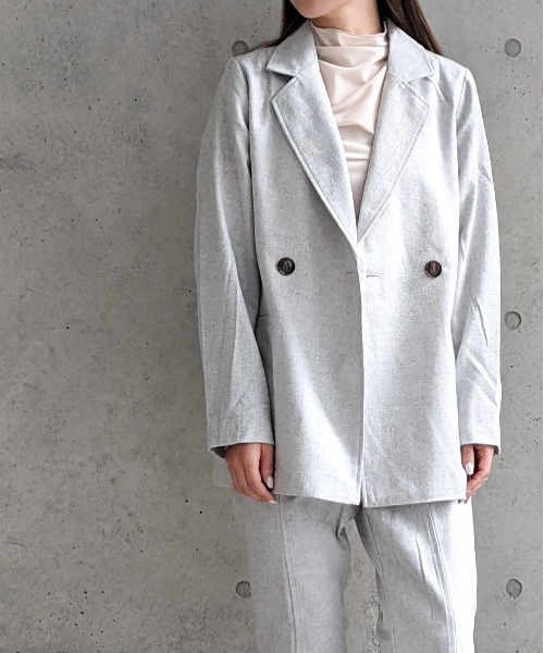 Per sist ence(パーシエンス)の「Per sist ence/パーシエンス へリンボンツイード Wジャケット(テーラードジャケット・レディース・ベージュ/ブラウン/グレー・FREE)」の5枚目の写真