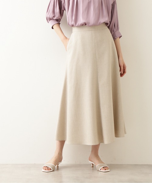 NATURAL BEAUTY BASIC（ナチュラルビューティーベーシック）の「【Petit LUXE】麻混フレアスカート（スカート・レディース・ベージュ/ネイビー/レッド・MEDIUM/SMALL）」の6枚目の写真