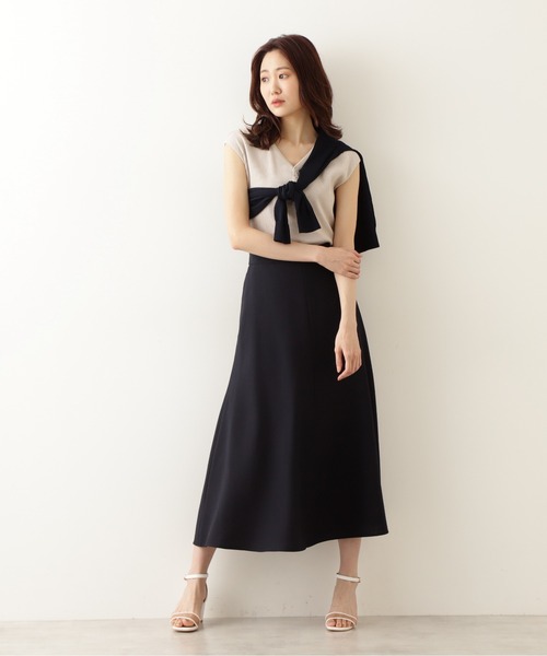 NATURAL BEAUTY BASIC（ナチュラルビューティーベーシック）の「【Petit LUXE】麻混フレアスカート（スカート・レディース・ベージュ/ネイビー/レッド・MEDIUM/SMALL）」の16枚目の写真