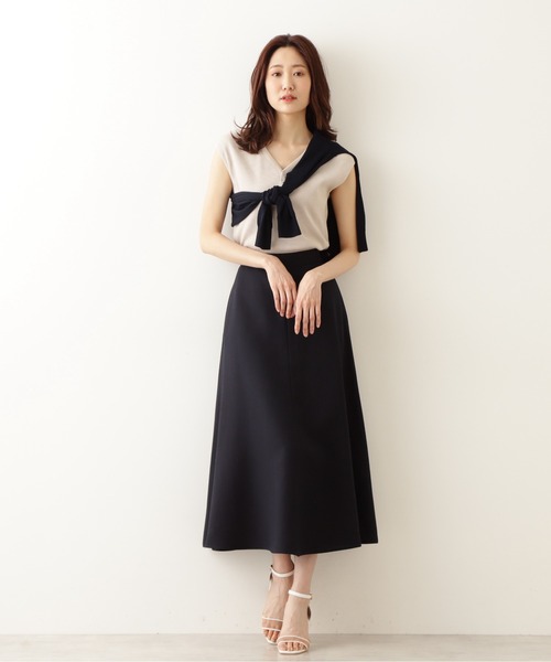 NATURAL BEAUTY BASIC（ナチュラルビューティーベーシック）の「【Petit LUXE】麻混フレアスカート（スカート・レディース・ベージュ/ネイビー/レッド・MEDIUM/SMALL）」の17枚目の写真