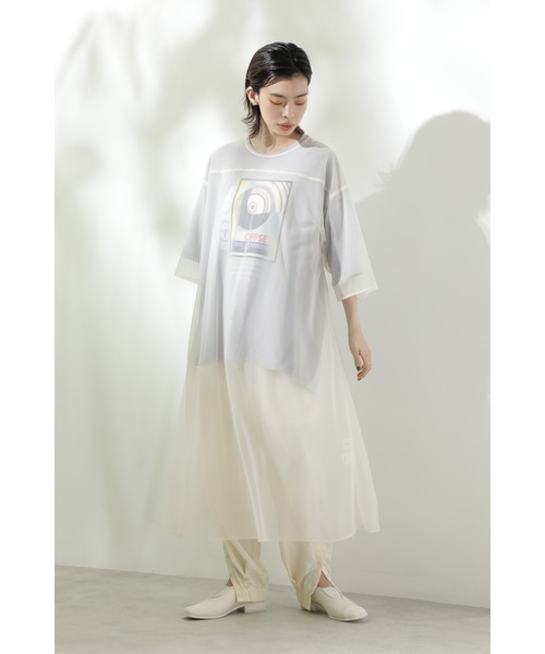 CREOLME（クレオルム）の「(CREOLME)シアーロングワンピース（ワンピース・レディース・ブラウン/ホワイト系その他・ONE SIZE）」の7枚目の写真