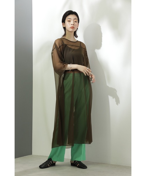 CREOLME（クレオルム）の「(CREOLME)シアーロングワンピース（ワンピース・レディース・ブラウン/ホワイト系その他・ONE SIZE）」の6枚目の写真