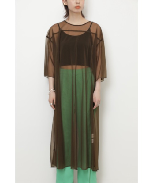 CREOLME（クレオルム）の「(CREOLME)シアーロングワンピース（ワンピース・レディース・ブラウン/ホワイト系その他・ONE SIZE）」の12枚目の写真