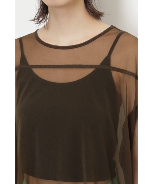 CREOLME（クレオルム）の「(CREOLME)シアーロングワンピース（ワンピース・レディース・ブラウン/ホワイト系その他・ONE SIZE）」の9枚目の写真