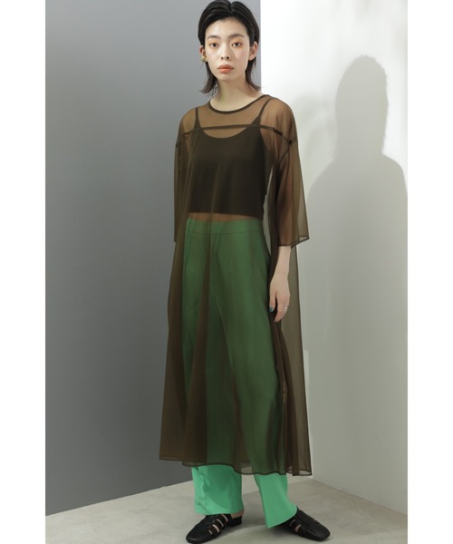 CREOLME（クレオルム）の「(CREOLME)シアーロングワンピース（ワンピース・レディース・ブラウン/ホワイト系その他・ONE SIZE）」の13枚目の写真