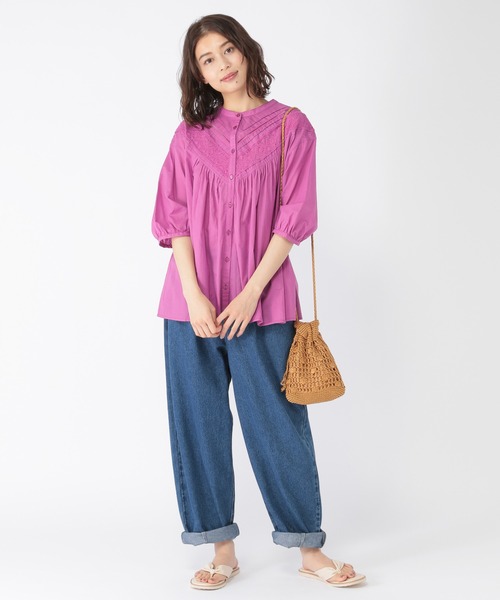 studio CLIP（スタディオクリップ）の「ダブルフロントレースブラウス（シャツ/ブラウス・レディース・ホワイト/ブラック/パープル・MEDIUM/LARGE）」の8枚目の写真