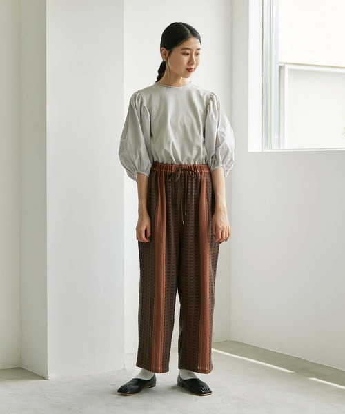 cardo fabrica(カルドファブリカ)の「コットンドビーストライプ イージーパンツ(その他パンツ・レディース・ブラウン・FREE)」の6枚目の写真