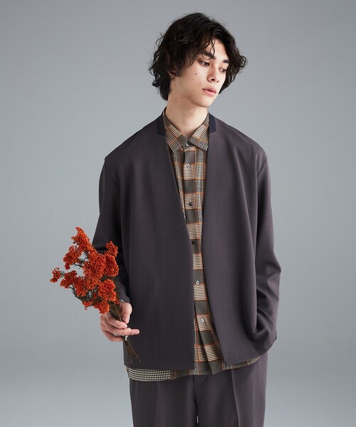 tk.TAKEO KIKUCHI（ティーケータケオキクチ）の「◆360度ストレッチ ノーカラージャケット（ノーカラージャケット・メンズ・ボルドー/ブラウン系その他/ナチュラル/ブラック/グレー・02/03）」の3枚目の写真