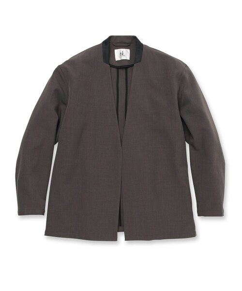 tk.TAKEO KIKUCHI（ティーケータケオキクチ）の「◆360度ストレッチ ノーカラージャケット（ノーカラージャケット・メンズ・ボルドー/ブラウン系その他/ナチュラル/ブラック/グレー・02/03）」の6枚目の写真