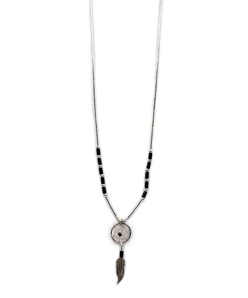 Indian Jewelry（インディアンジュエリー）の「THEATER シアター  ドリームキャッチャーデザインパイプビーズシルバーネックレス Made in USA（ネックレス・レディース・ブラック/ターコイズブルー・FREE）」の2枚目の写真
