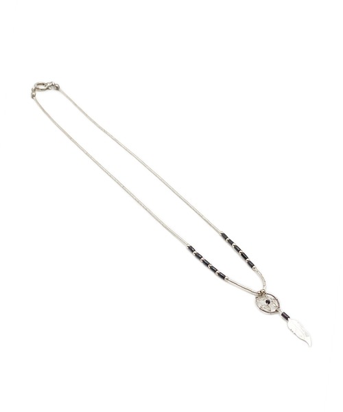 Indian Jewelry（インディアンジュエリー）の「THEATER シアター  ドリームキャッチャーデザインパイプビーズシルバーネックレス Made in USA（ネックレス・レディース・ブラック/ターコイズブルー・FREE）」の3枚目の写真