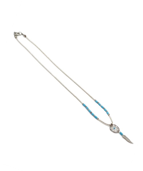 Indian Jewelry（インディアンジュエリー）の「THEATER シアター  ドリームキャッチャーデザインパイプビーズシルバーネックレス Made in USA（ネックレス・レディース・ブラック/ターコイズブルー・FREE）」の5枚目の写真