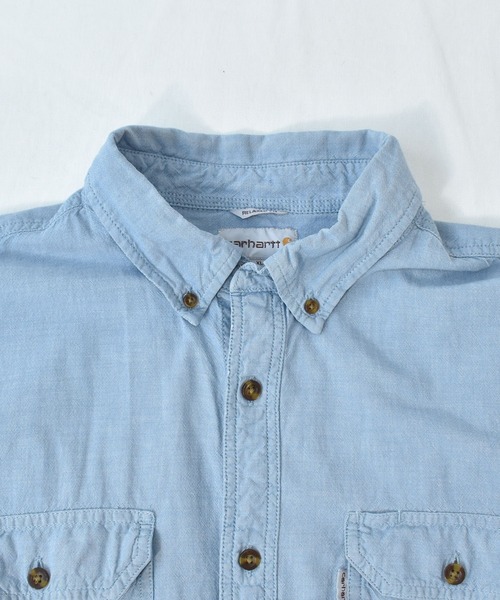 Carhartt(カーハート)の「【ヴィンテージ古着】carhartt/カーハート 半袖シャツ ボタンダウン(シャツ/ブラウス・メンズ・ブルー・X-LARGE)」の4枚目の写真