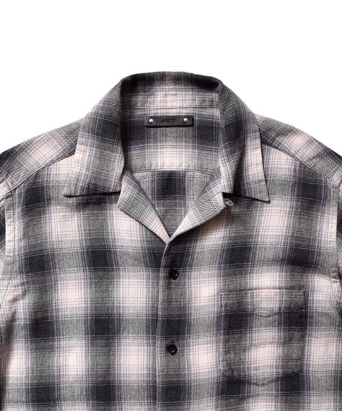 MINEDENIM（マインデニム）の「Ombre Check Flannel Open Collar SH（シャツ/ブラウス・メンズ・ブラック/ブルー・1/2/3）」の4枚目の写真