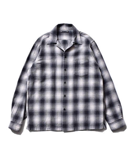 MINEDENIM（マインデニム）の「Ombre Check Flannel Open Collar SH（シャツ/ブラウス・メンズ・ブラック/ブルー・1/2/3）」の3枚目の写真